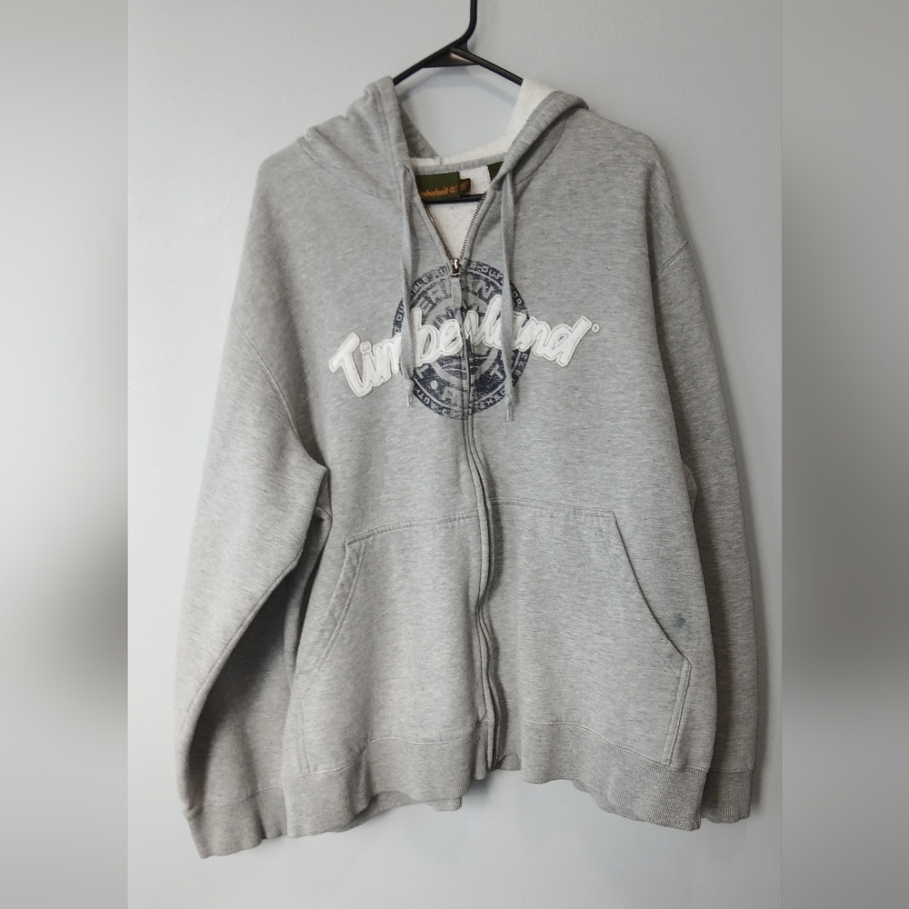 Timberland Men's Gray Zip-Up Hoodie Jacket